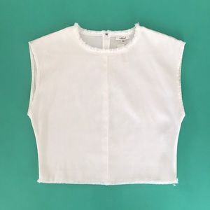 Wilfred white crop top with stylish rough trim